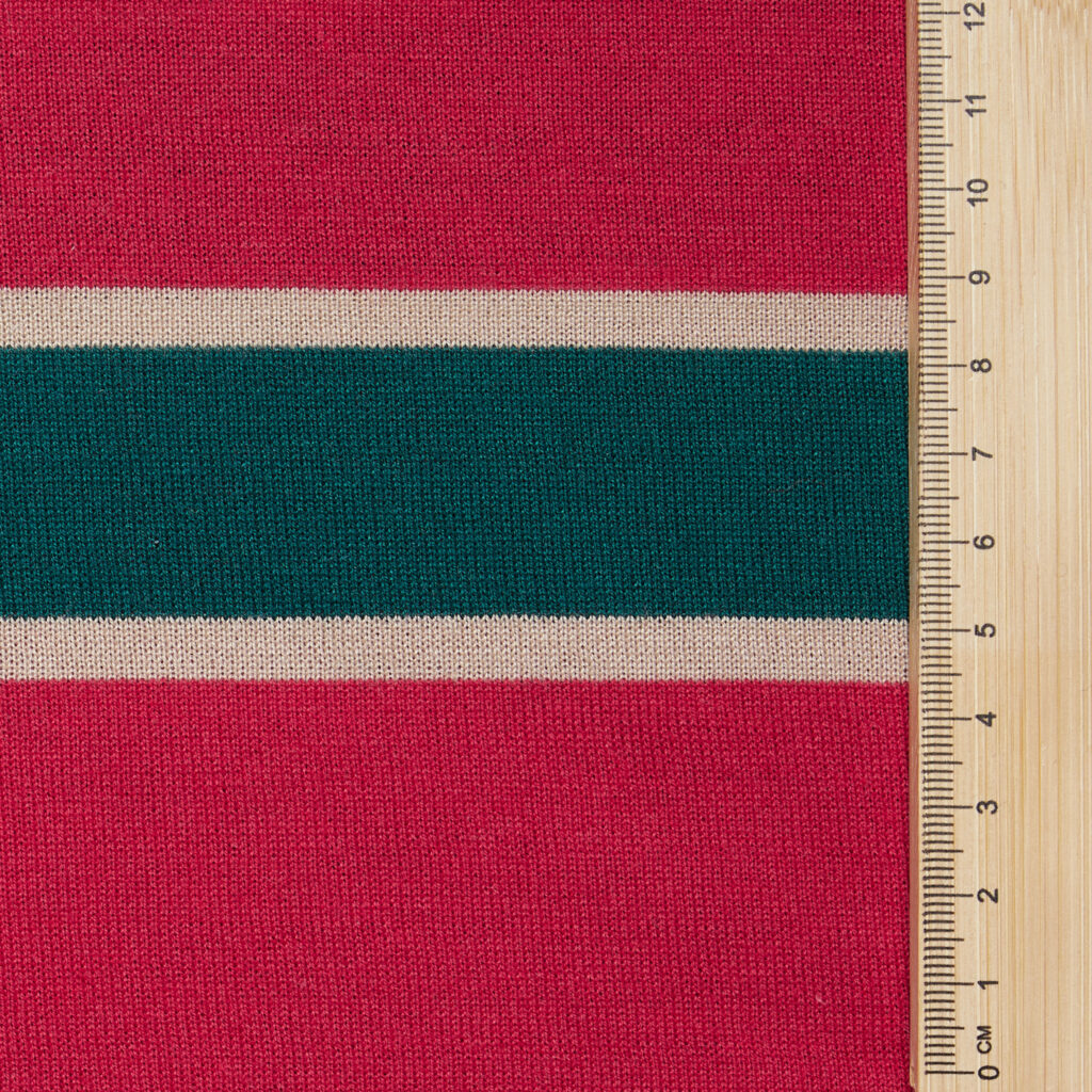 Cotton Rugby stripe jersey - Red/ Green - Circular Sourcing